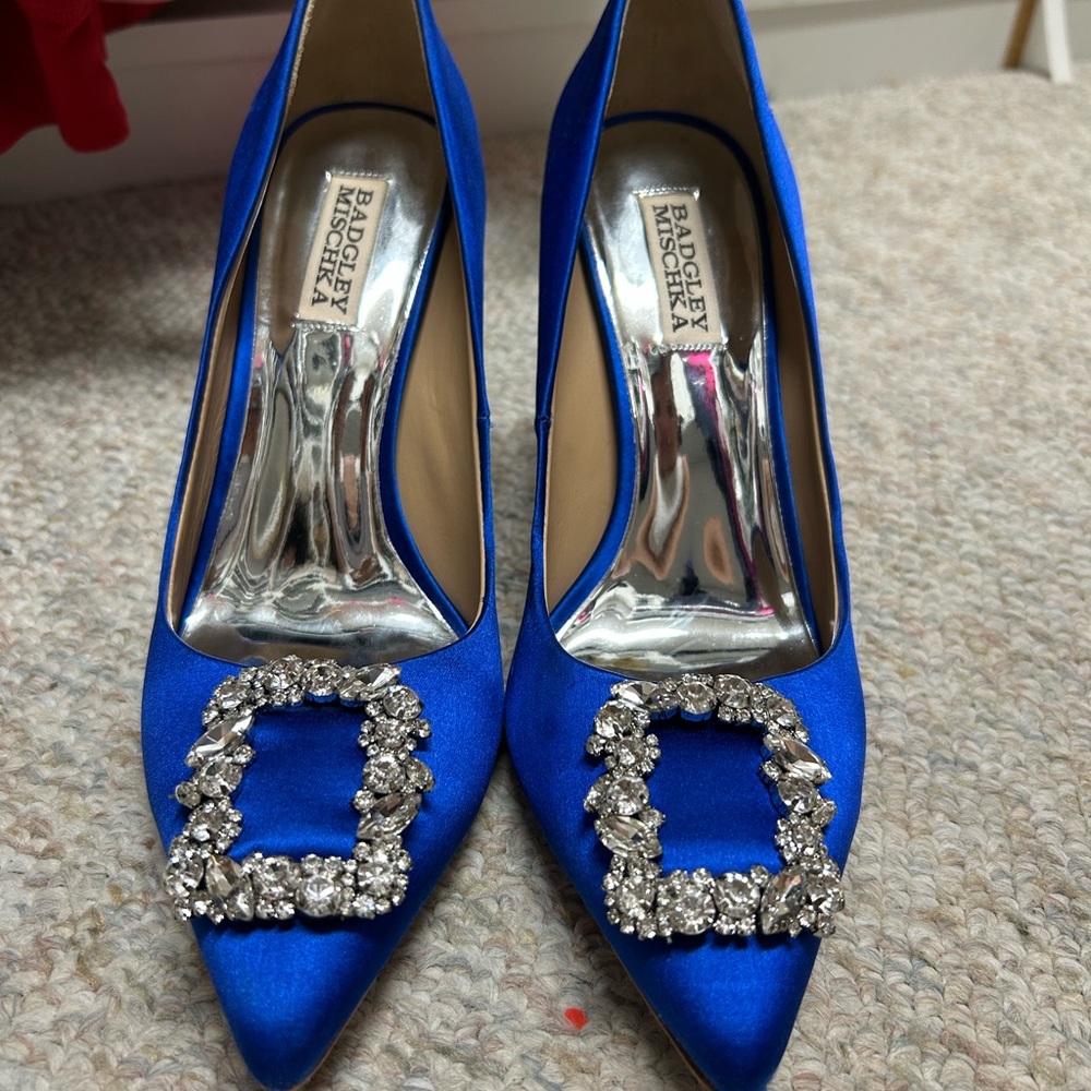 Badgley Mischka Royal Blue Heels with Sparkling Embellishment